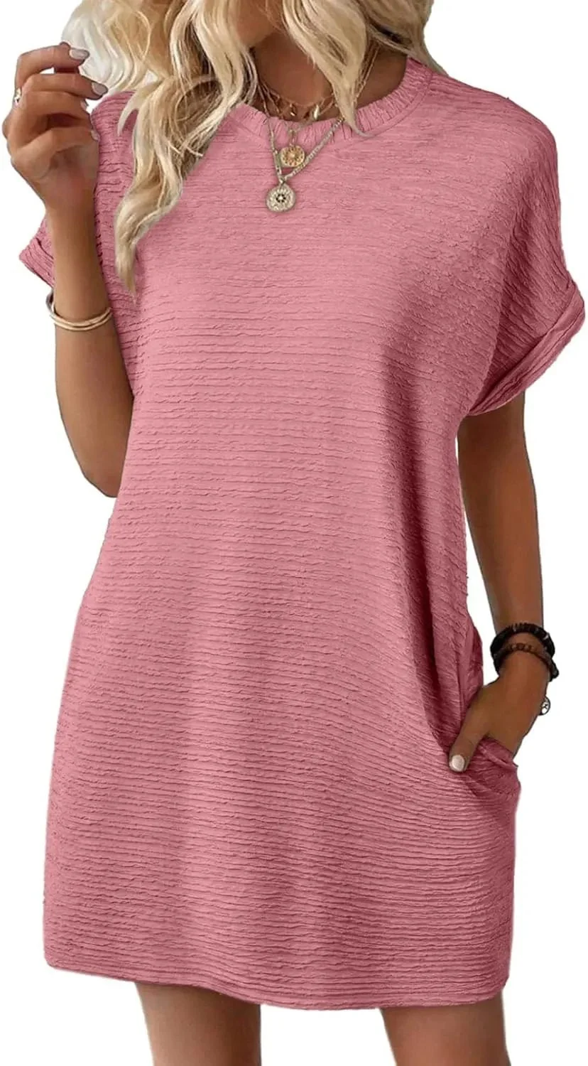 Women's Lightweight Summer Short Sleeve Dress with Pockets - Image 5