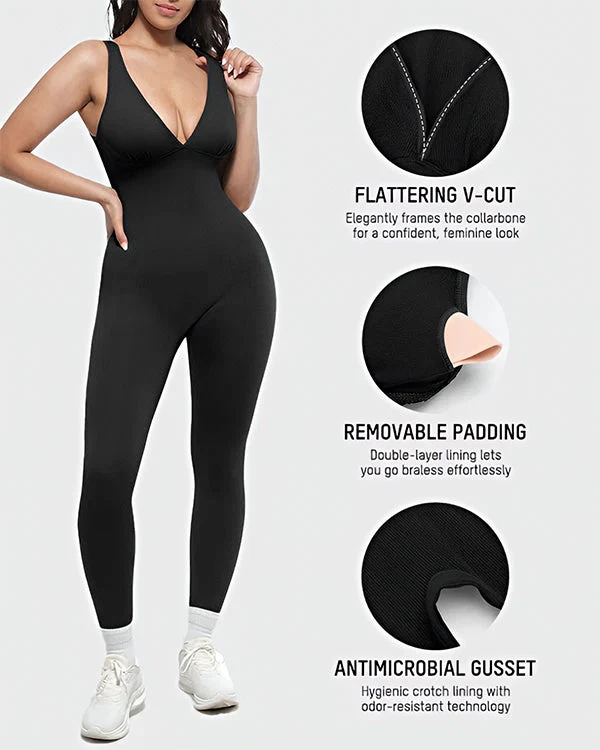 Deep V Tummy Control Sculpting Jumpsuit - Image 6