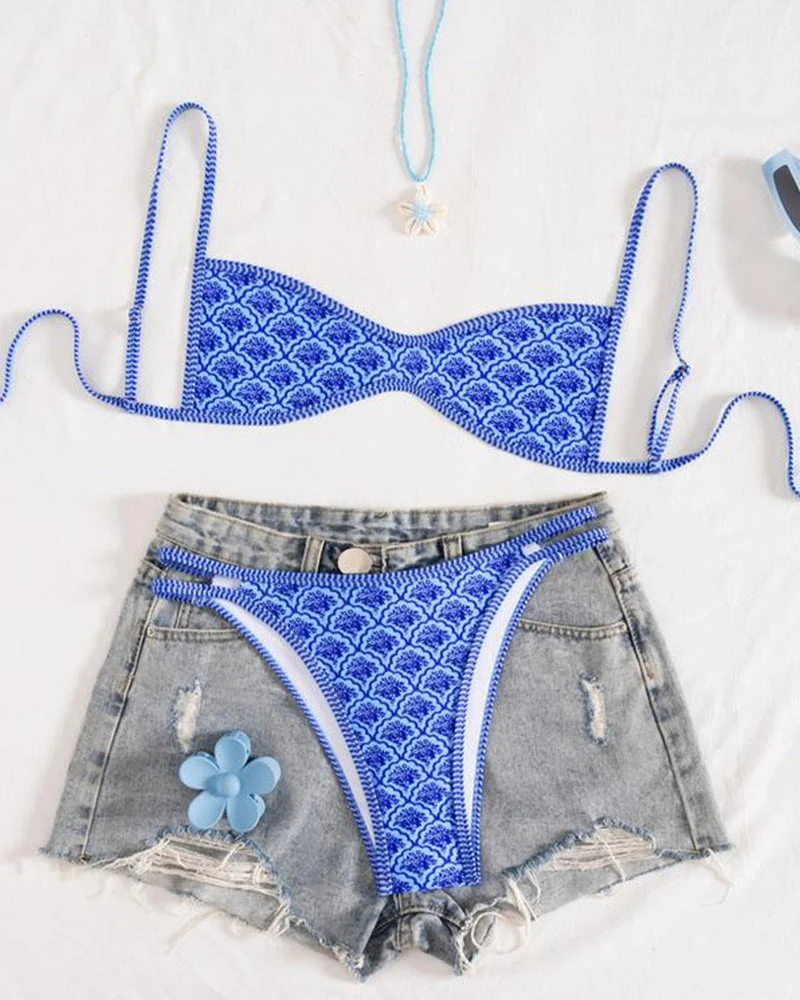 Floral Backless Two-Piece Bikini Set - Image 23