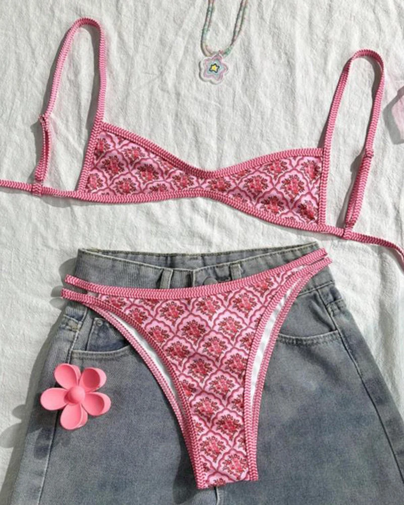 Floral Backless Two-Piece Bikini Set - Image 27