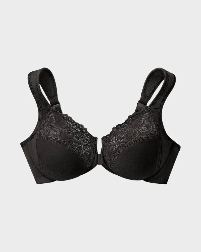Front-Closure Underwire Print Bra - Image 12