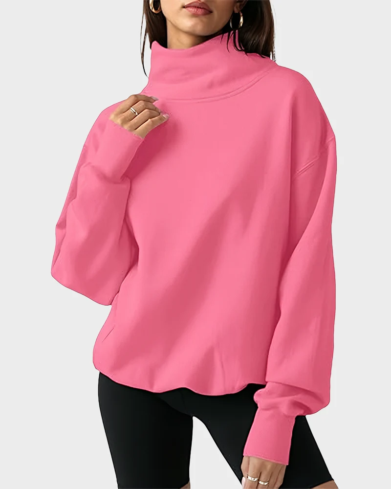 Women's Oversized Turtleneck Sweatshirt Casual Pullover Top - Image 17