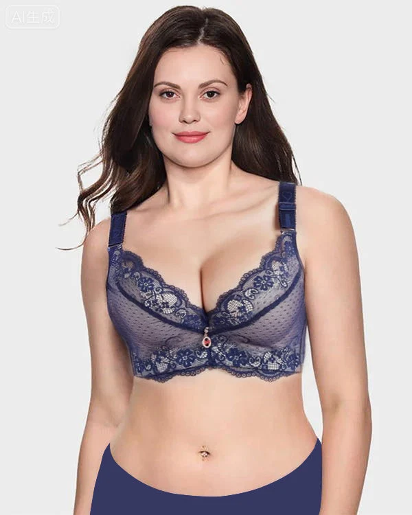 Lace Underwire Padded Push Up Bra - Image 5