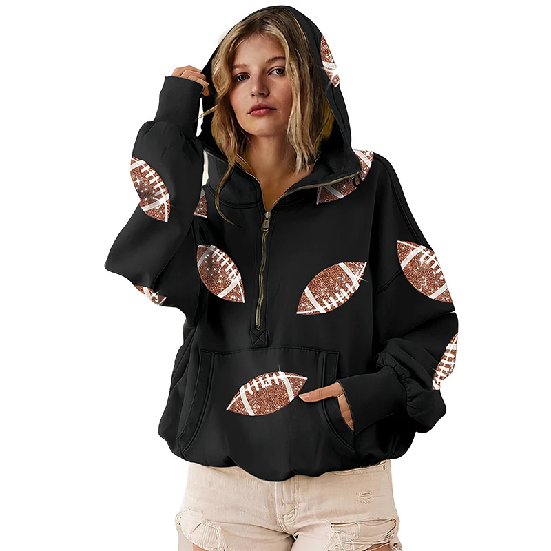 ‘Glam Kickoff’ Long Sleeve Zip Hoodie - Image 2