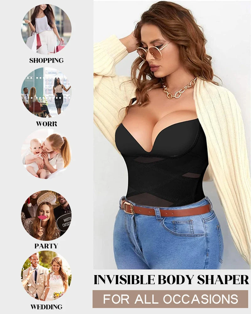 Open Bust Cross Compression Body Shaper - Image 12