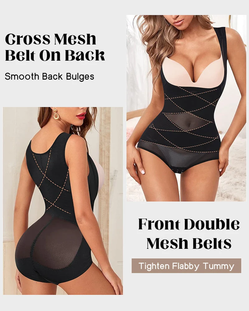 Open Bust Cross Compression Body Shaper - Image 3