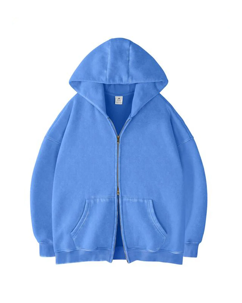 Oversized Unisex Acid Wash Zip Hoodie - Image 13