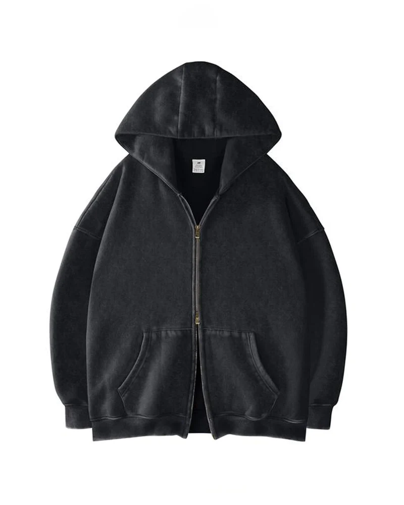 Oversized Unisex Acid Wash Zip Hoodie - Image 18