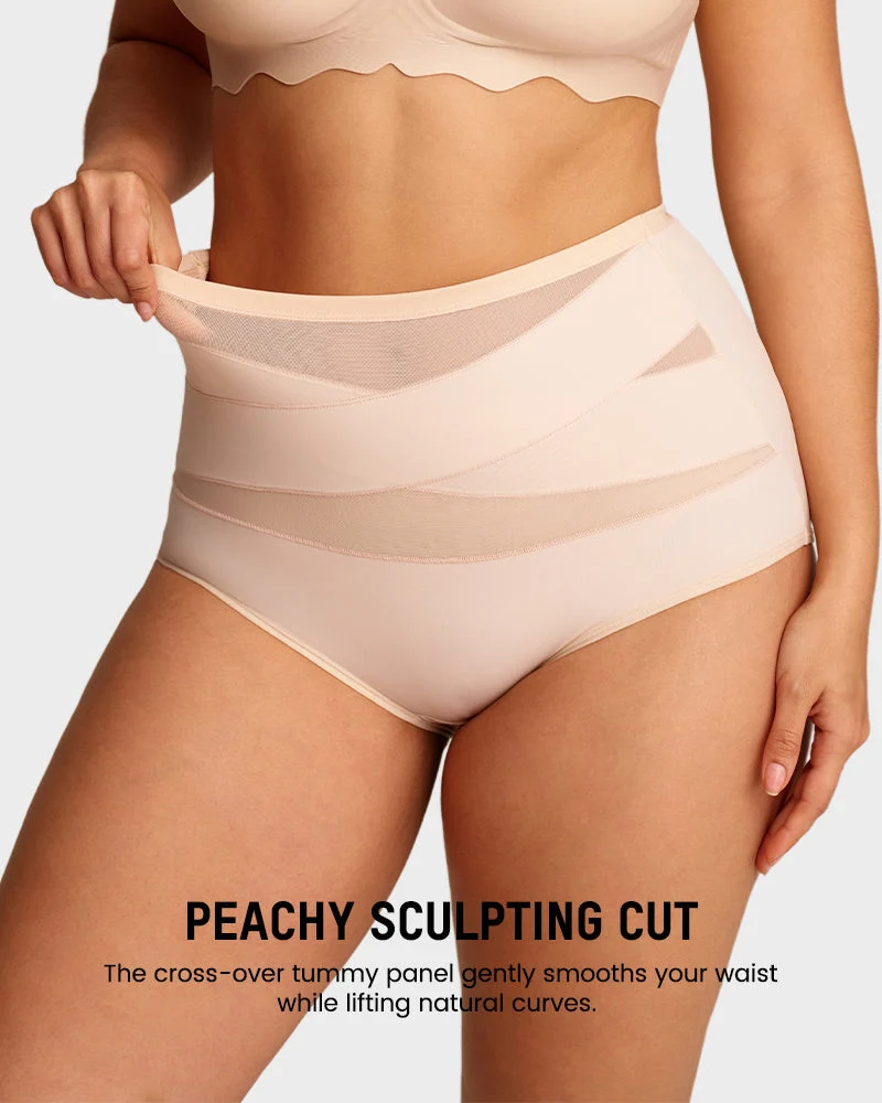 Plus-Size High-Waist Cross Tummy Control Panties (5 Pack) - Image 6