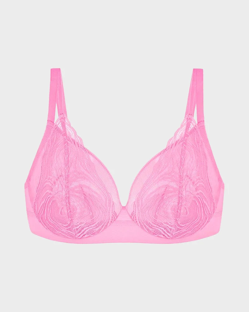 Plus Size Lace Mesh Full-Coverage Underwire Bra - Image 10