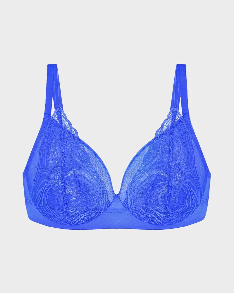 Plus Size Lace Mesh Full-Coverage Underwire Bra - Image 4