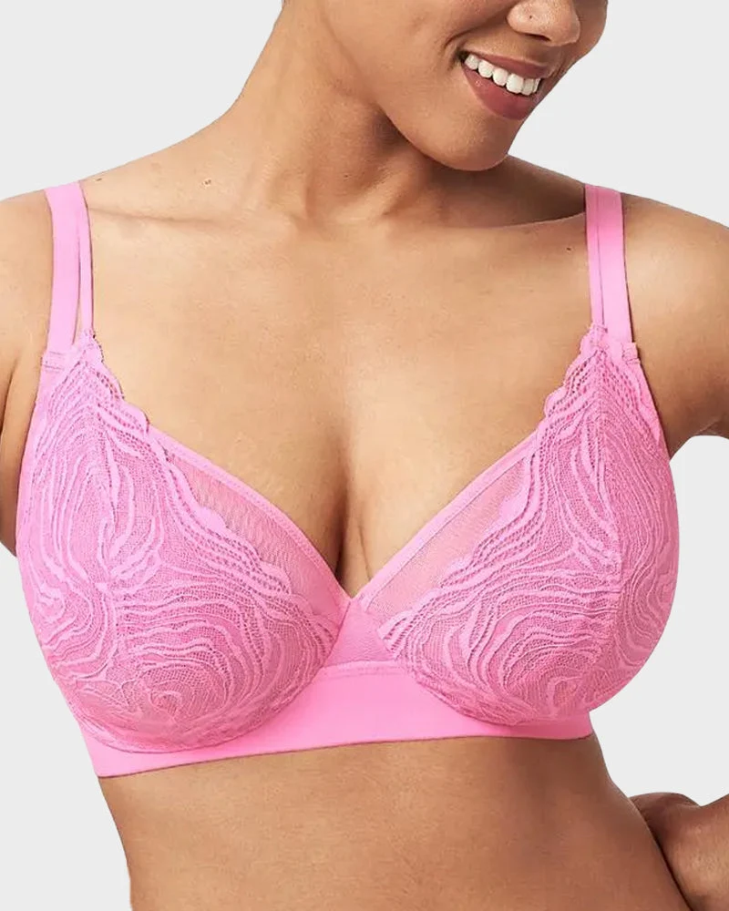 Plus Size Lace Mesh Full-Coverage Underwire Bra - Image 8