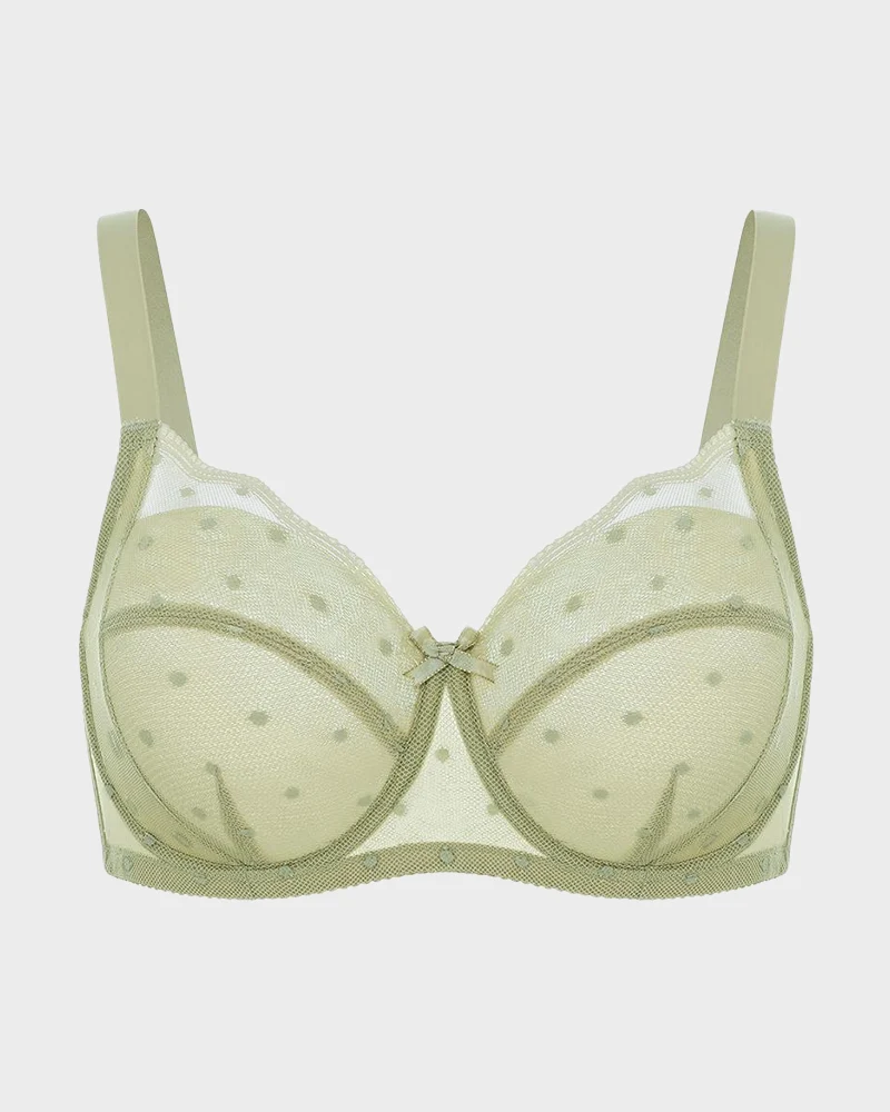 Polka Dot Lace Full-Coverage Minimizer Bra - Image 10