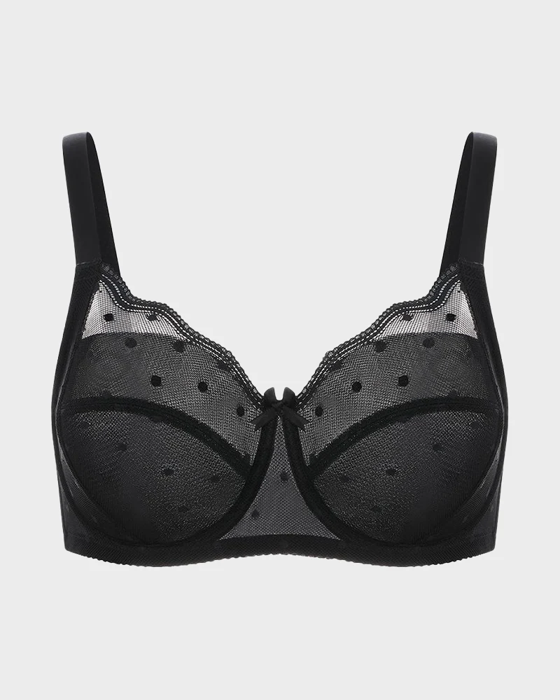 Polka Dot Lace Full-Coverage Minimizer Bra - Image 9
