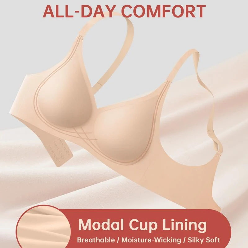 Seamless Full Coverage Wireless Push-Up Bra with Wide Straps - Image 5