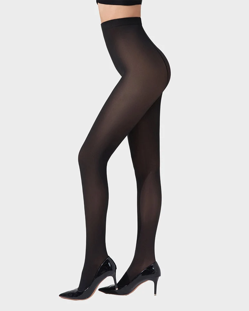 Slimming Semi-Sheer Black Tights - Image 2