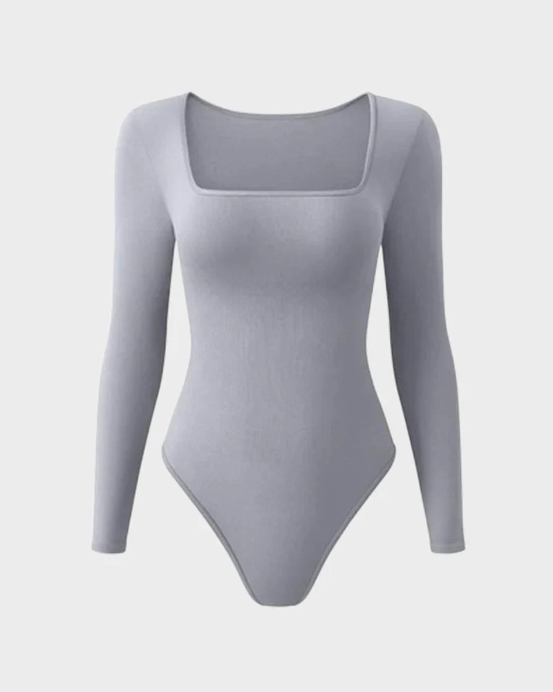 Ribbed Square Neck Long Sleeve Bodysuit - Image 17