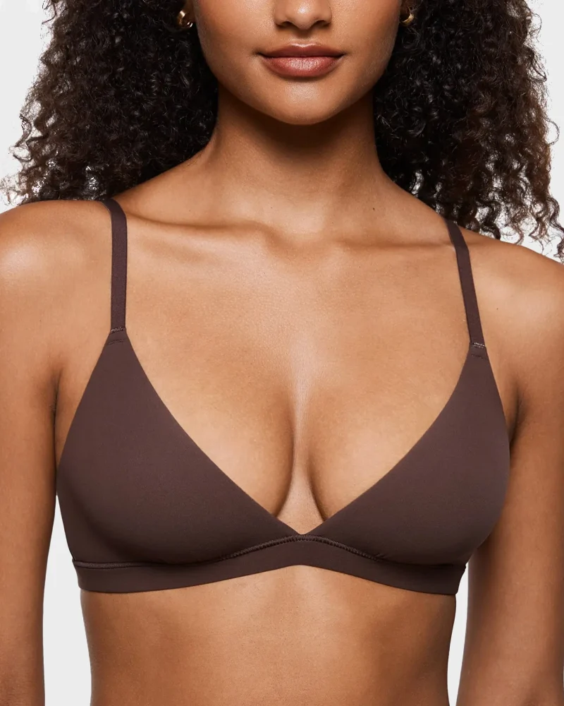Triangle Bralette Unlined Seamless Deep V Wireless Bra - Image 4