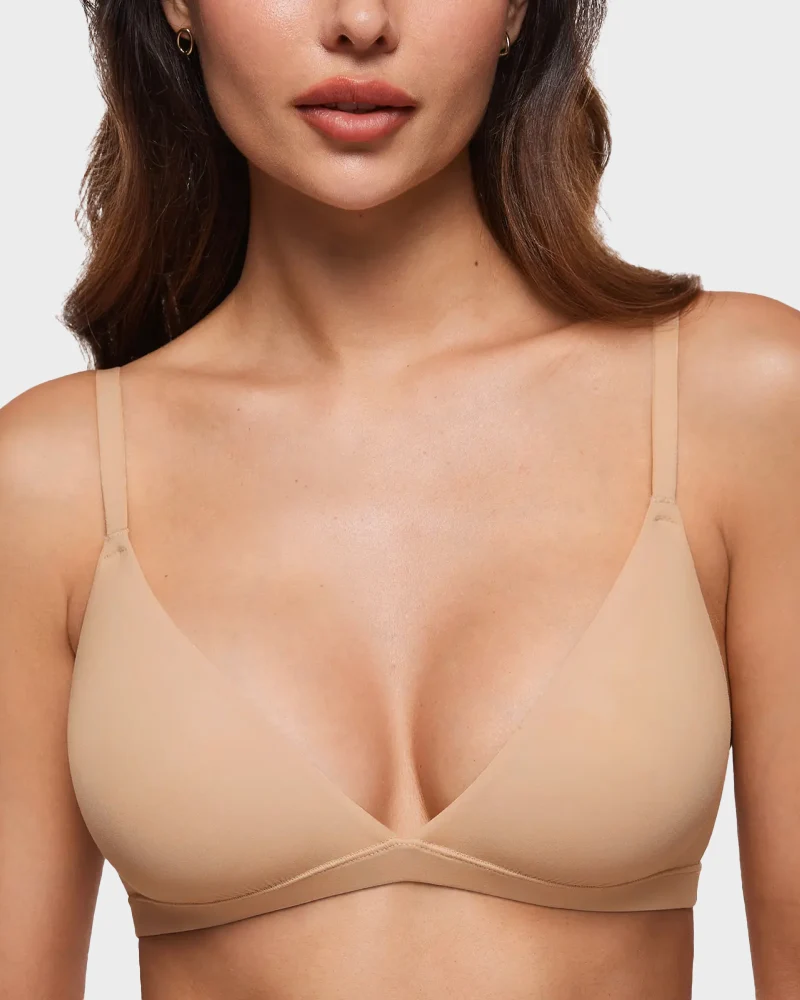 Triangle Bralette Unlined Seamless Deep V Wireless Bra - Image 6