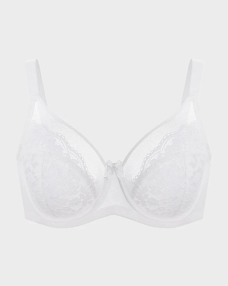 Unlined Floral Lace Minimizer Bra Comfort Fit Full Coverage - Image 10