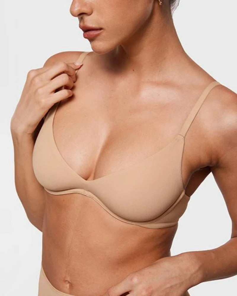 Unlined Plunge Balconette Bra with Underwire - Image 2
