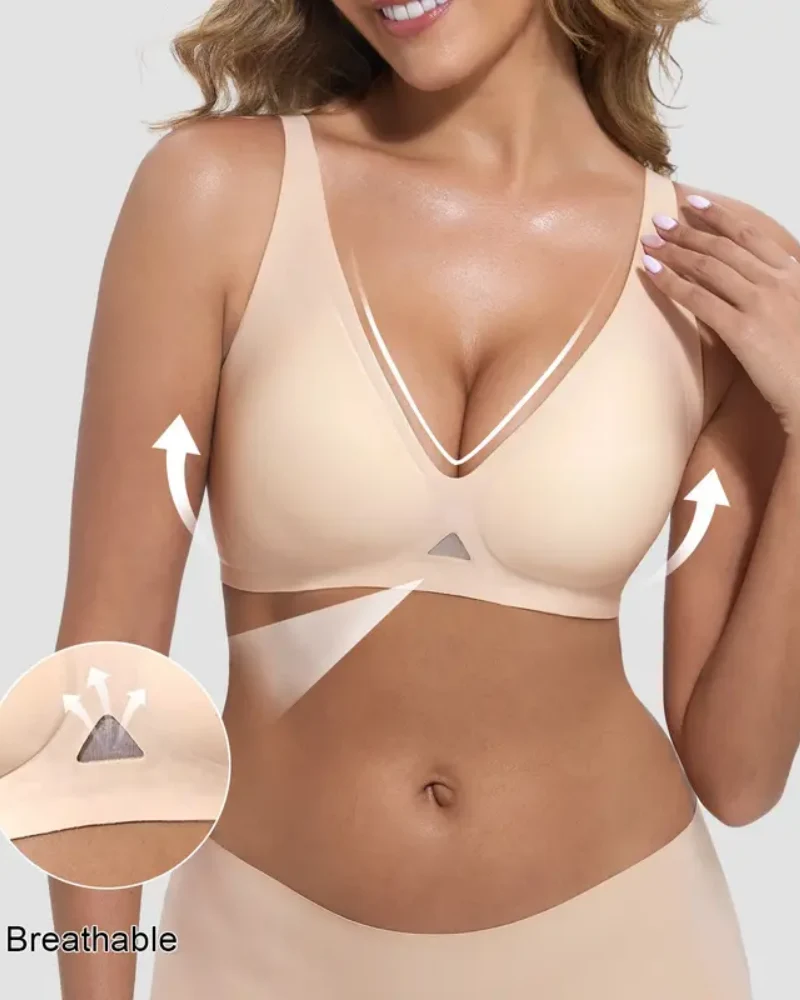 Wireless Jelly Bra Deep V Neck with Breathable Mesh Panels - Image 7