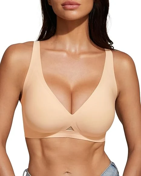 Wireless Jelly Bra Deep V Neck with Breathable Mesh Panels - Image 8