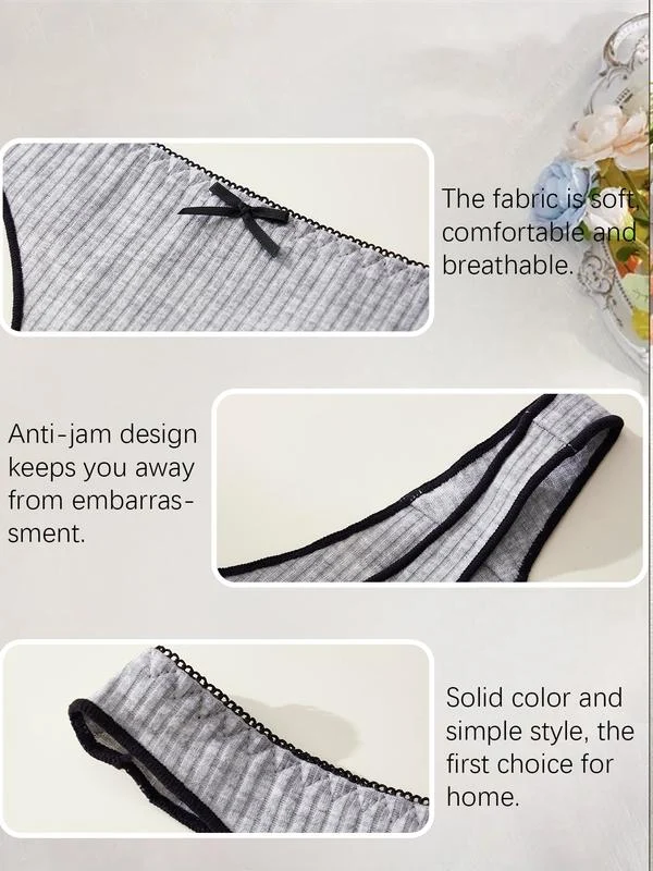 Women's Bow Low Waist Thong  Pack Ultra Soft Cotton（9 pack） - Image 5