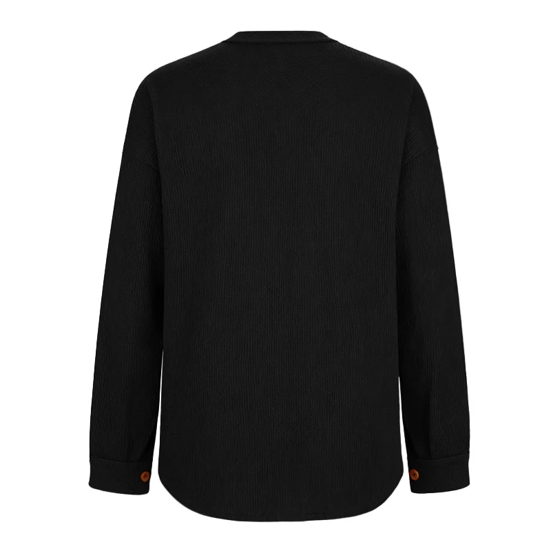 Women's Loose Fit Batwing Sleeve Waffle Knit Button Down Shirt Shacket Tops - Image 12