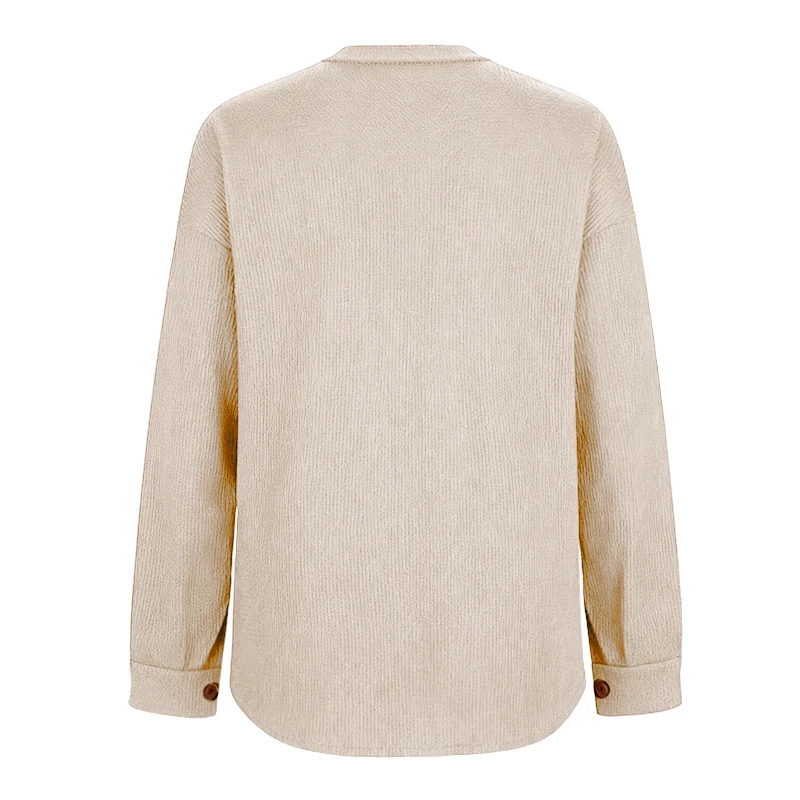 Women's Loose Fit Batwing Sleeve Waffle Knit Button Down Shirt Shacket Tops - Image 3