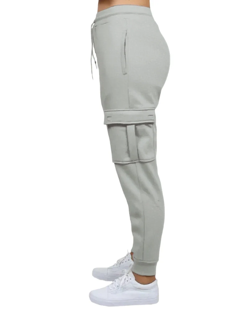 Women's Loose Fit Fleece Jogger Sweatpants with Velcro Cargo Pockets - Image 3
