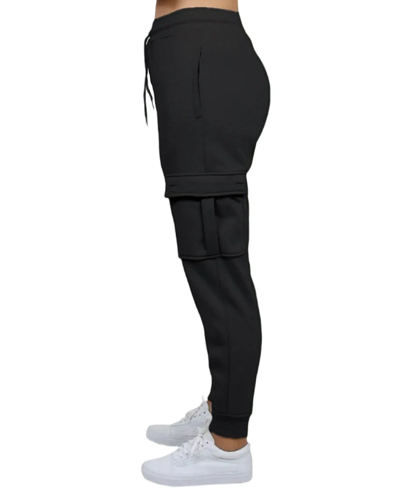 Women's Loose Fit Fleece Jogger Sweatpants with Velcro Cargo Pockets - Image 9