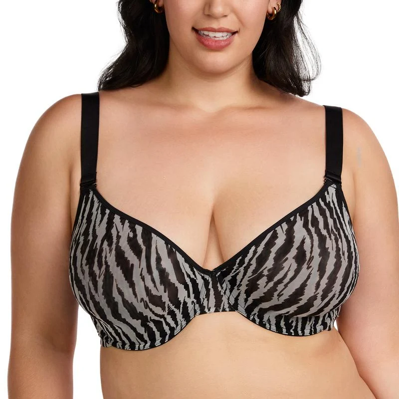 Zebra Wild Breathable Unlined Plus Size Soft Women Bra - Image 3